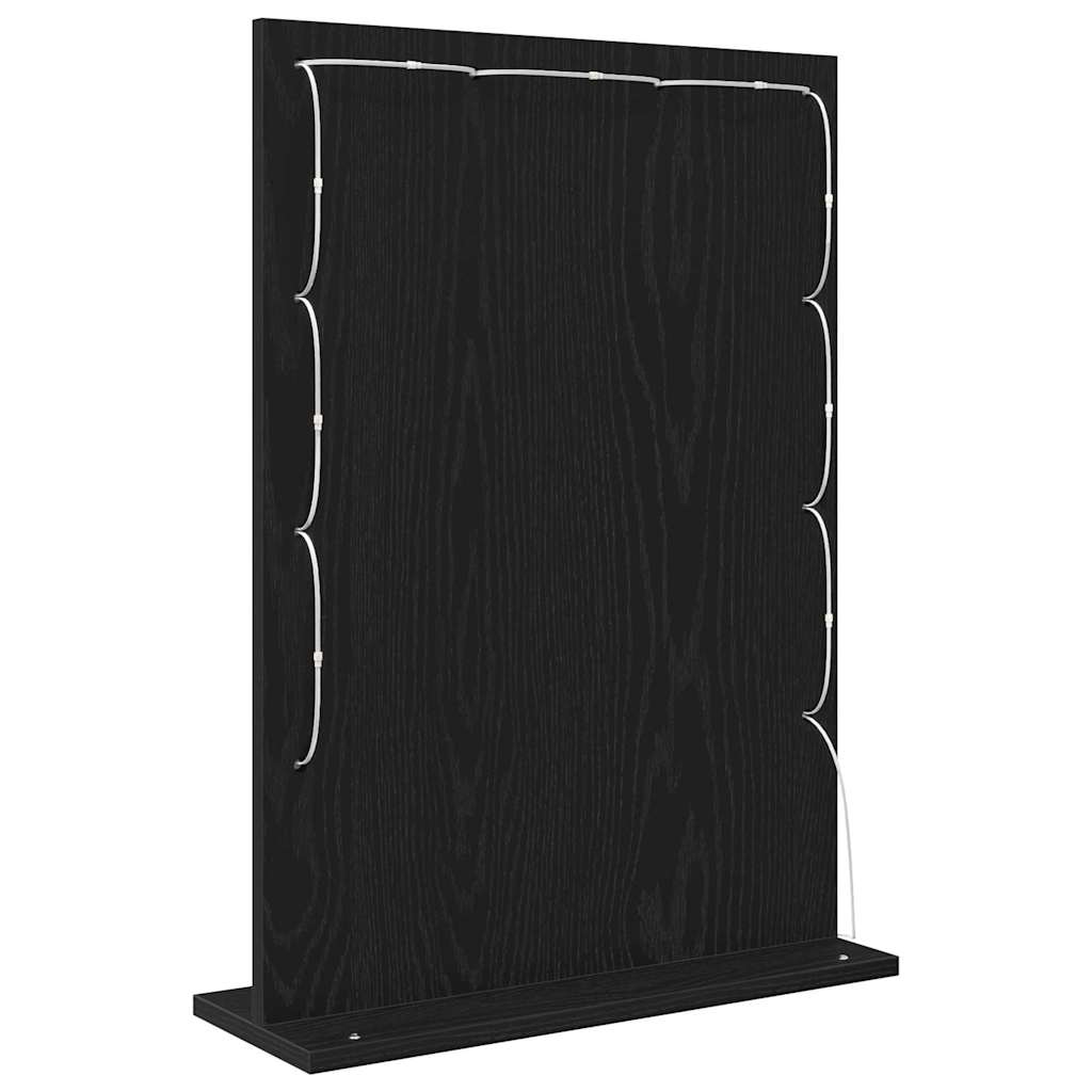 Vanity Mirror with LED Strip Lights Black Oak 70 x 50 x 18 cm